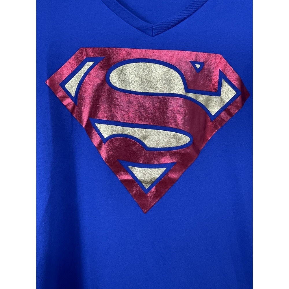 DC Comics Superman Women's T-Shirt Navy Blue X-Large Cotton